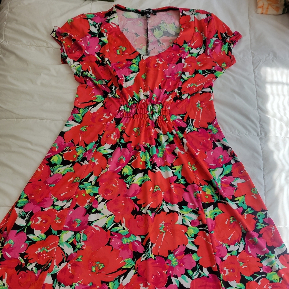 Elementz Red and Pink Midi Dress